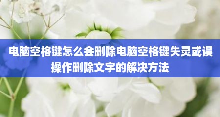 电脑空格键怎么会删除电脑空格键失灵或误操作删除文字的解决方法