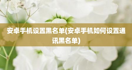安卓手机设置黑名单(安卓手机如何设置通讯黑名单)