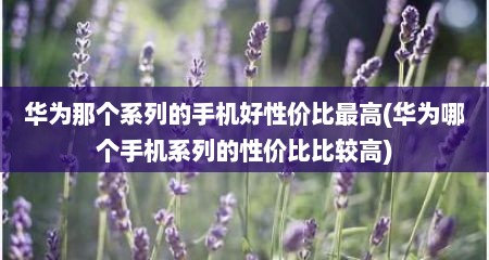 华为那个系列的手机好性价比最高(华为哪个手机系列的性价比比较高)