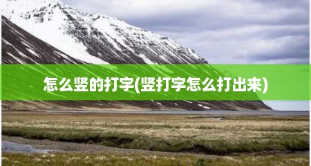 怎么竖的打字(竖打字怎么打出来)