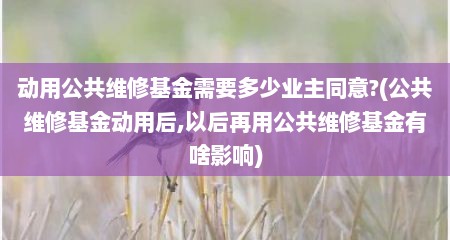 动用公共维修基金需要多少业主同意?(公共维修基金动用后,以后再用公共维修基金有啥影响)