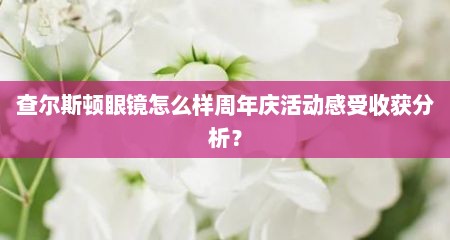 查尔斯顿眼镜怎么样周年庆活动感受收获分析？