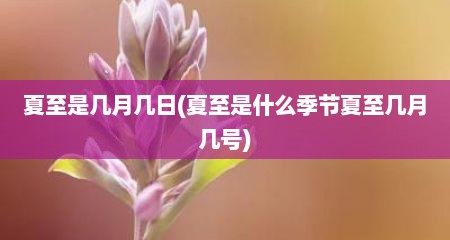 夏至是几月几日(夏至是什么季节夏至几月几号)