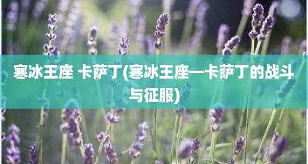 寒冰王座 卡萨丁(寒冰王座—卡萨丁的战斗与征服)