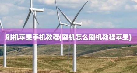 刷机苹果手机教程(刷机怎么刷机教程苹果)
