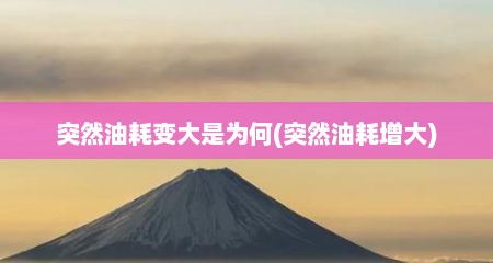 突然油耗变大是为何(突然油耗增大)