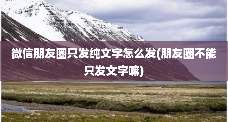 微信朋友圈只发纯文字怎么发(朋友圈不能只发文字嘛)
