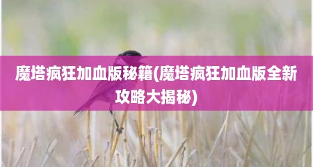 魔塔疯狂加血版秘籍(魔塔疯狂加血版全新攻略大揭秘)