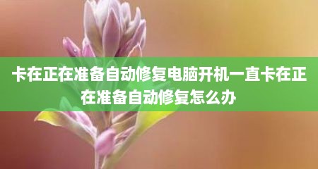 卡在正在准备自动修复电脑开机一直卡在正在准备自动修复怎么办
