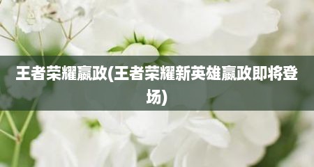 王者荣耀嬴政(王者荣耀新英雄嬴政即蒋登场)