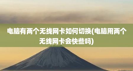 电脑有两个无线网卡如何切换(电脑用两个无线网卡会快些吗)