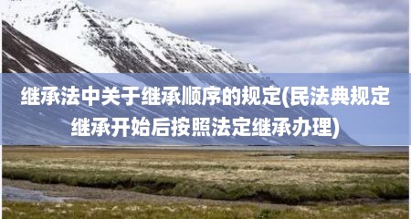 继承法中关于继承顺序的规定(民法典规定继承开始后按照法定继承办理)