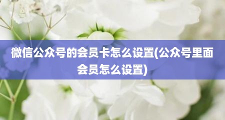 微信公众号的会员卡怎么设置(公众号里面会员怎么设置)