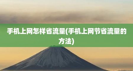 手机上网怎样省流量(手机上网节省流量的方法)