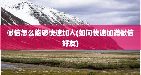 微信怎么能够快速加人(如何快速加满微信好友)