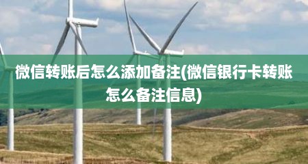 微信转账后怎么添加备注(微信银行卡转账怎么备注信息)