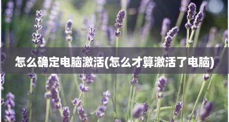 怎么确定电脑激活(怎么才算激活了电脑)