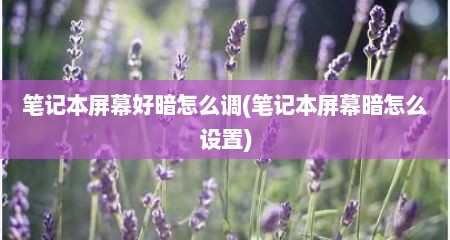 笔记本屏幕好暗怎么调(笔记本屏幕暗怎么设置)