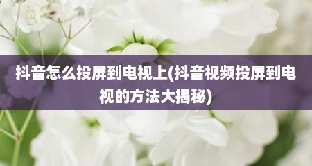 抖音怎么投屏到电视上(抖音视频投屏到电视的方法大揭秘)