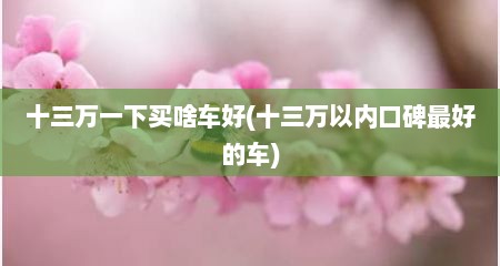 十三万一下买啥车好(十三万以内口碑最好的车)