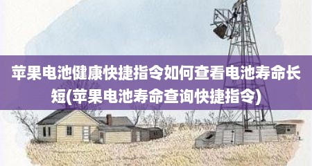 苹果电池健康快捷指令如何查看电池寿命长短(苹果电池寿命查询快捷指令)