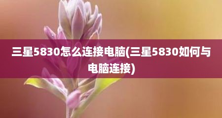 三星5830怎么连接电脑(三星5830如何与电脑连接)