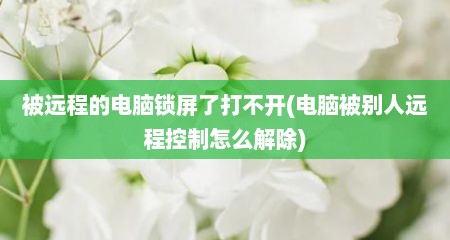 被远程的电脑锁屏了打不开(电脑被别人远程控制怎么解除)
