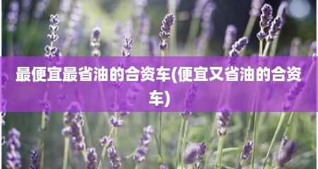 最便宜最省油的合资车(便宜又省油的合资车)