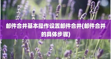 邮件合并基本操作设置邮件合并(邮件合并的具体步骤)