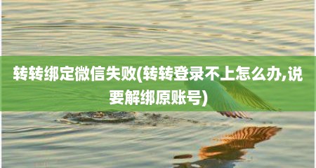 转转绑定微信失败(转转登录不上怎么办,说要解绑原账号)