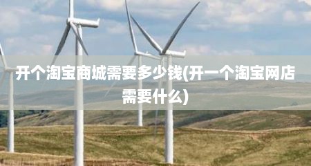 开个淘宝商城需要多少钱(开一个淘宝网店需要什么)