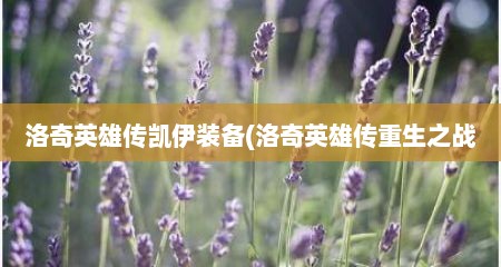 洛奇英雄传凯伊装备(洛奇英雄传重生芝战