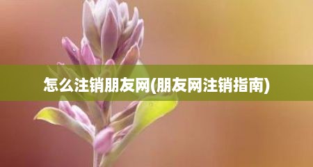 怎么注销朋友网(朋友网注销指南)