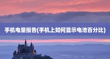 手机电量报告(手机上如何显示电池百分比)