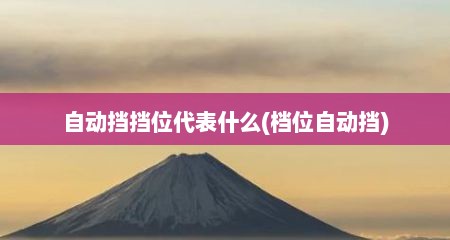自动挡挡位代表什么(档位自动挡)