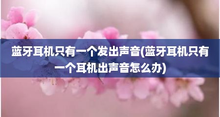 蓝牙耳机只有一个发出声音(蓝牙耳机只有一个耳机出声音怎么办)