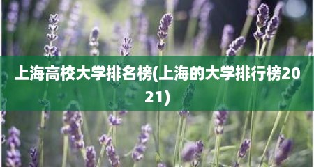 上海高校大学排名榜(上海的大学排行榜2021)