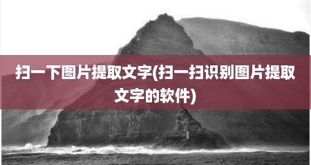 扫一下图片提取文字(扫一扫识别图片提取文字的软件)