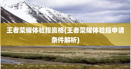 王者荣耀体验服资格(王者荣耀体验服申请条件解析)