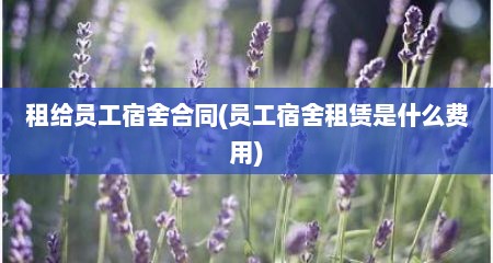 租给员工宿舍合同(员工宿舍租赁是什么费用)