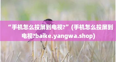 “手机怎么投屏到电视?”(手机怎么投屏到电视?baike.yangwa.shop)