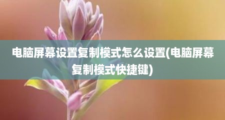 电脑屏幕设置复制模式怎么设置(电脑屏幕复制模式快捷键)