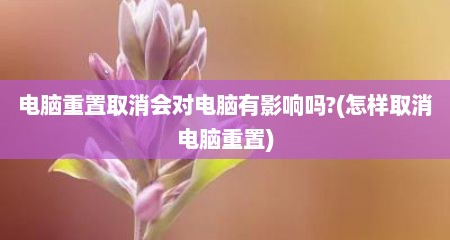 电脑重置取消会对电脑有影响吗?(怎样取消电脑重置)