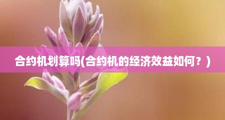 合约机划算吗(合约机的经济效益如何？)