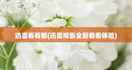 迅雷看看那(迅雷观影全新看看体验)
