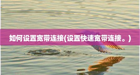 如何设置宽带连接(设置快速宽带连接。)