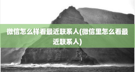 微信怎么样看最近联系人(微信里怎么看最近联系人)