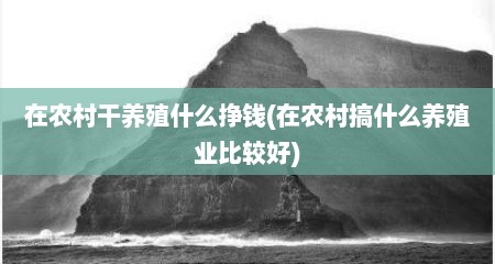 在农村干养殖什么挣钱(在农村搞什么养殖业比较好)