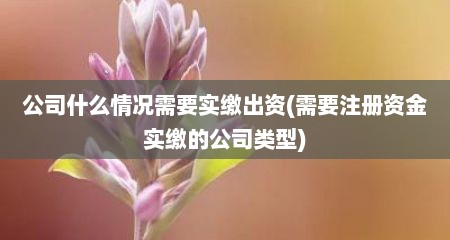 公司什么情况需要实缴出资(需要注册资金实缴的公司类型)