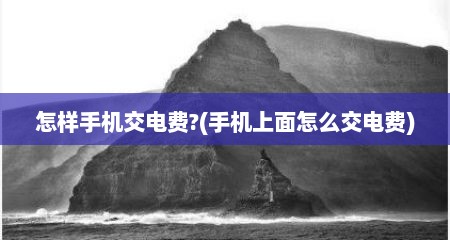 怎样手机交电费?(手机上面怎么交电费)